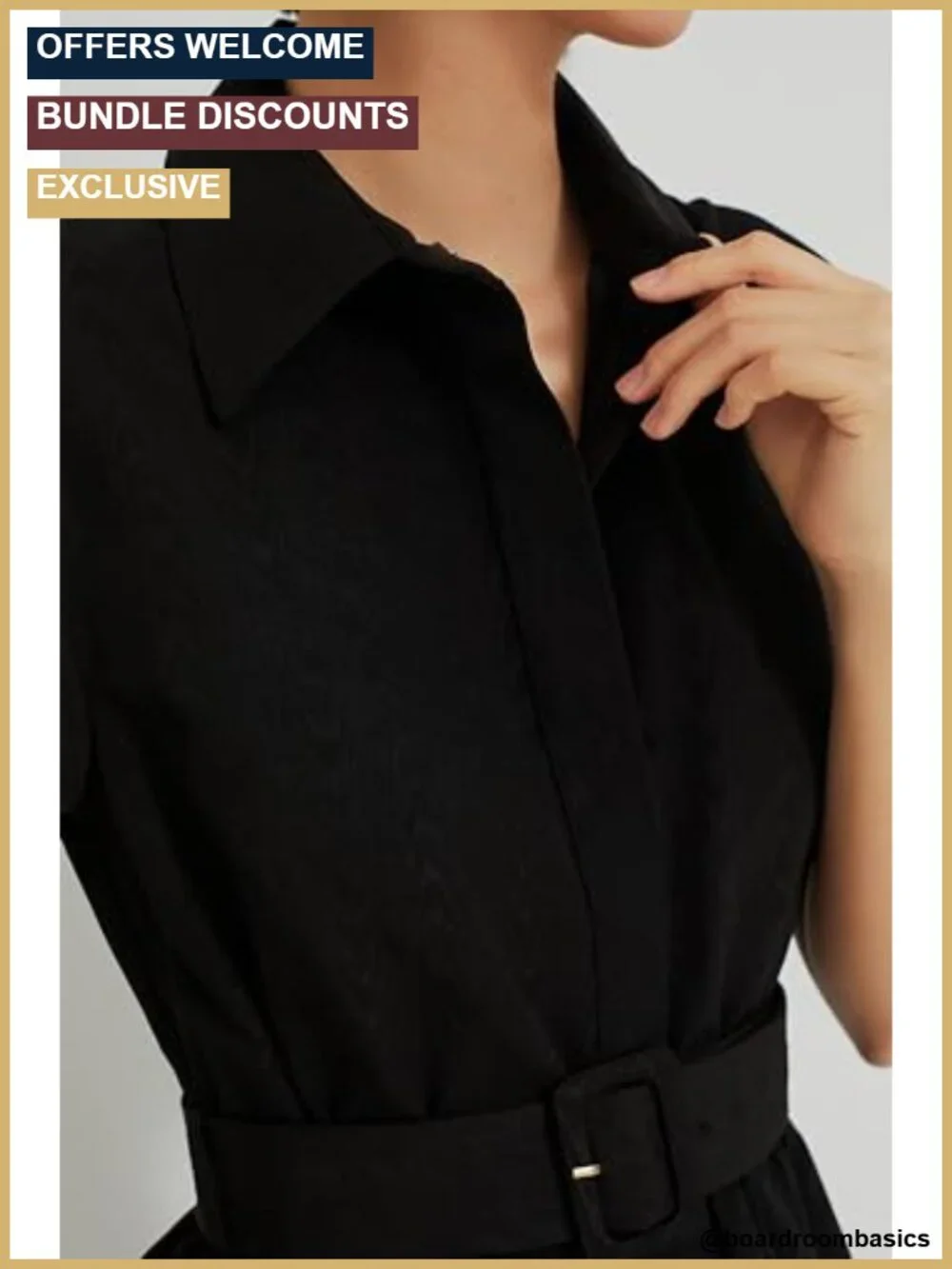Women's Casual Midi Shirt Dress with Belt Button Front V-Neck